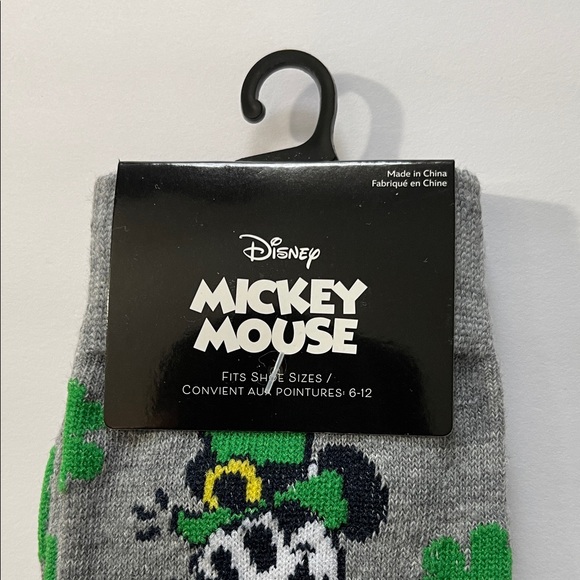 Disney Mickey Mouse Gray and Green Lucky Socks for St Patrick’s Day - Picture 3 of 5